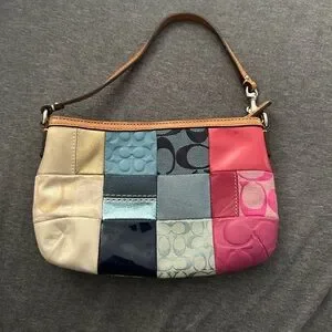 バッグ Coach Patchwork hand bag Signature y2k Coach Hand Bag Signature Patchwork Pouch Pink y2k Women's